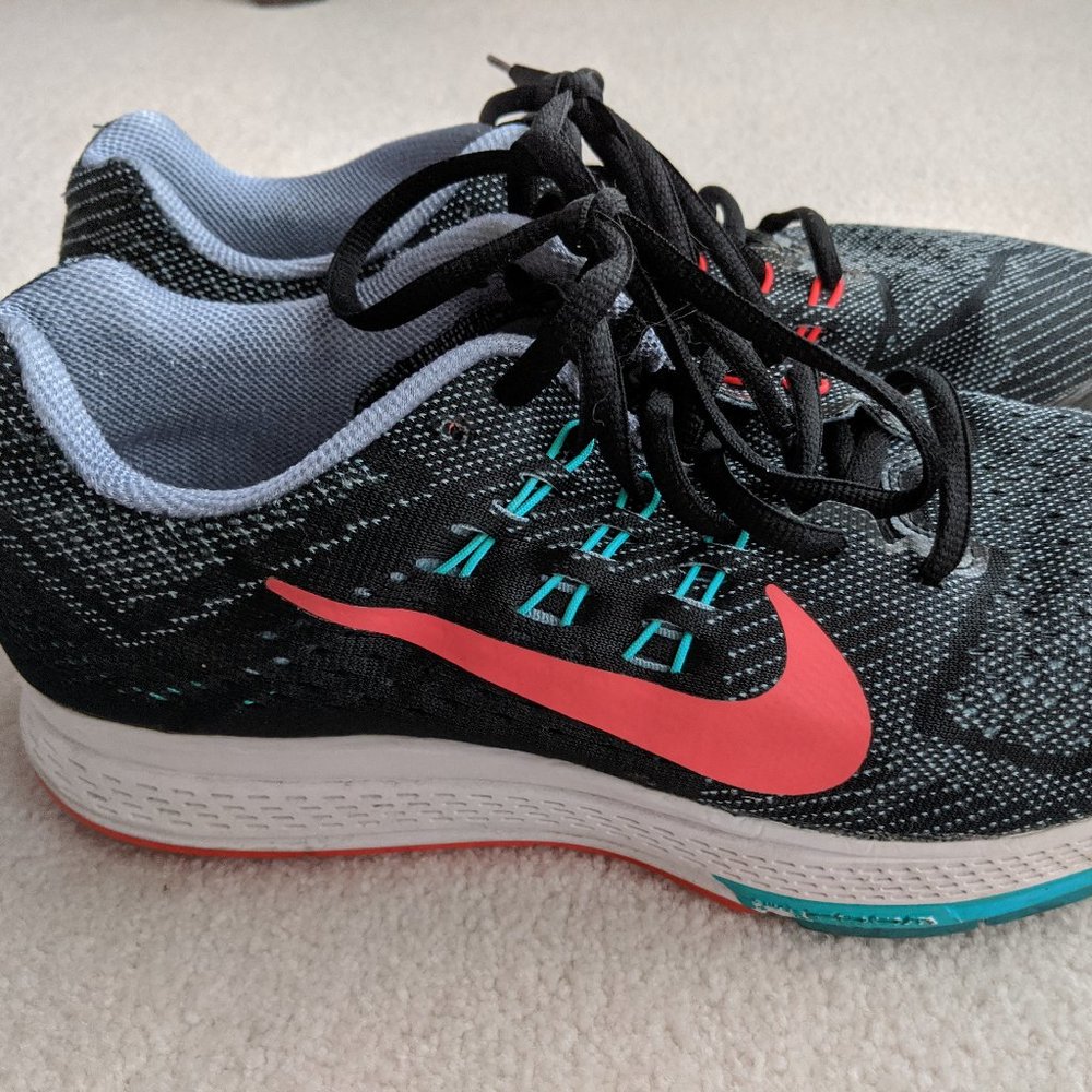 Nike Air Zoom Structure 18 women's 10 Gray/Black/Blue/Orange EUC! (No Insoles)